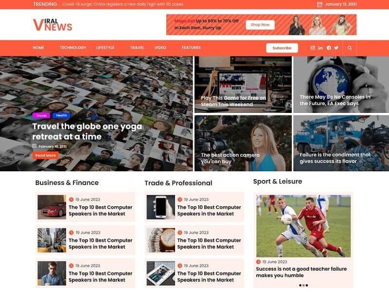 viral news free wordpress themes